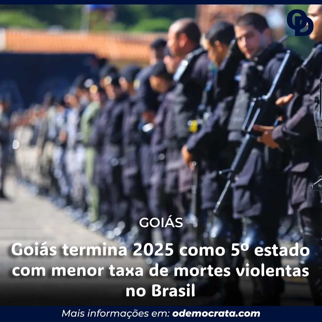 Goiás termina 2025 como 5º estado com menor taxa de mortes violentas no Brasil